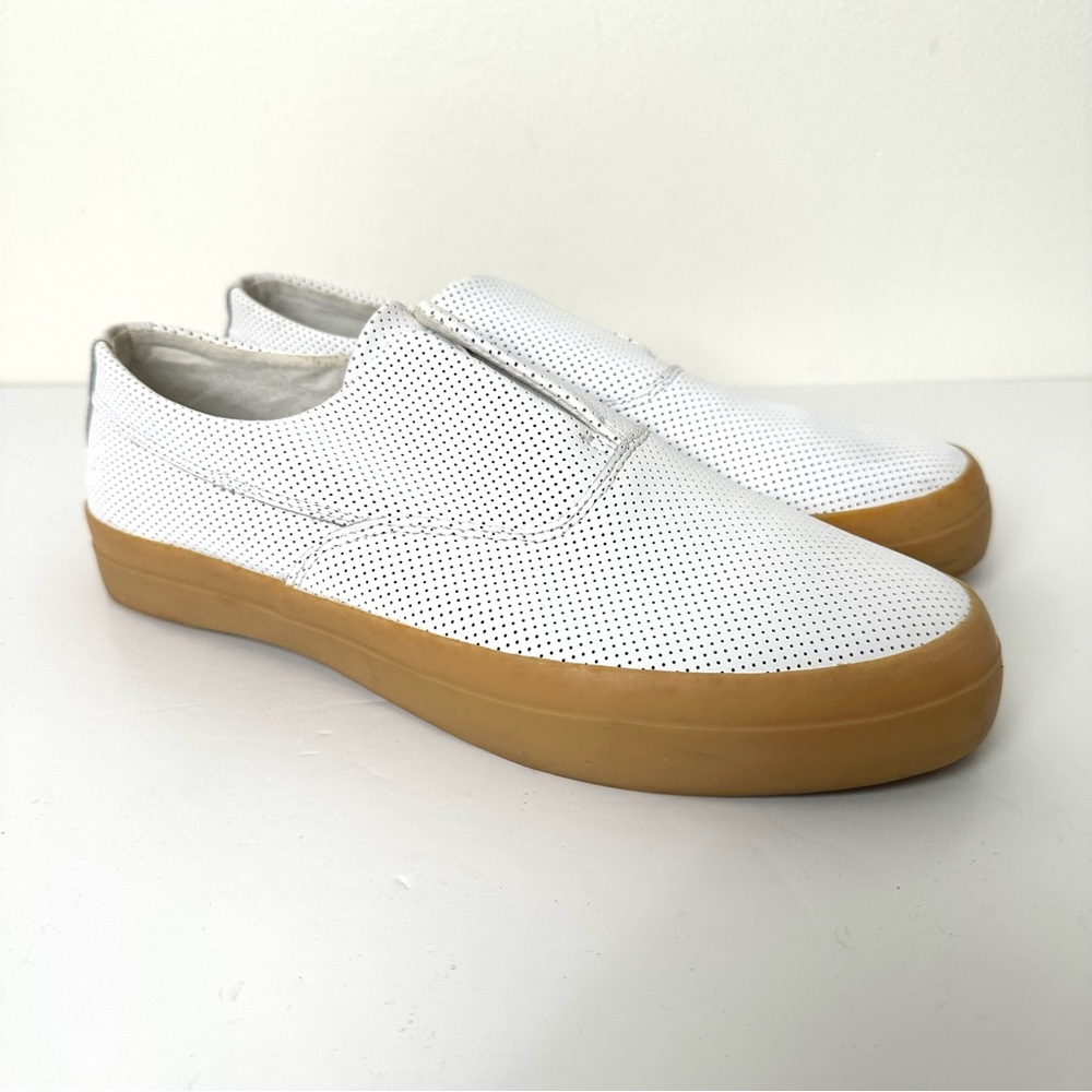 HUF Dylan White Perforated Leather Slip On Skate Shoes